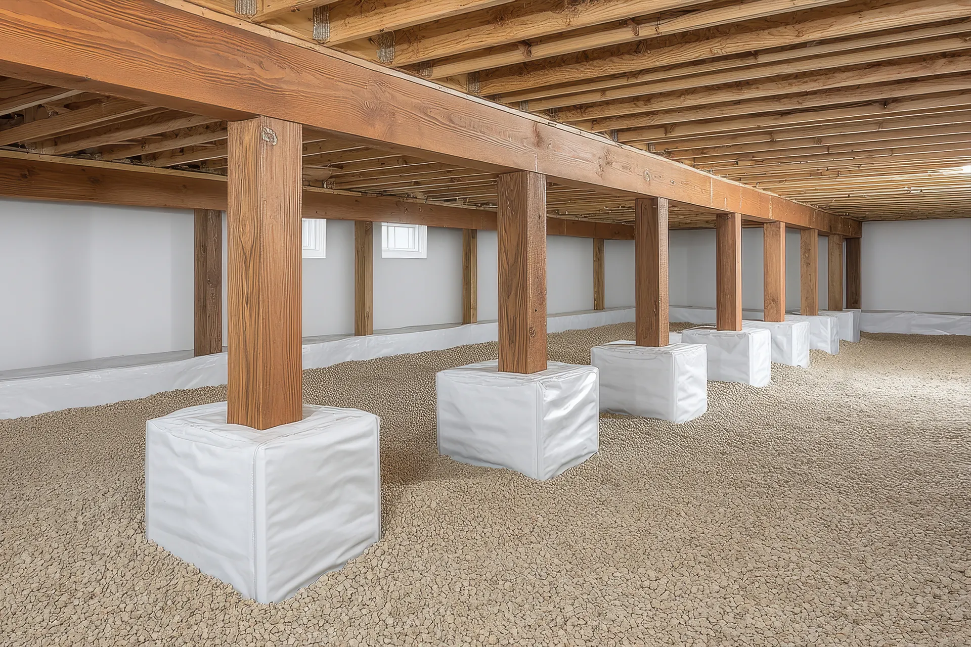 Isolation de vide sanitaire en mousse polyuréthane projetée